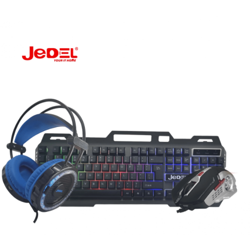 JEDEL Комбо 3 в 1 CP-02 светеща RGB клавиатура с мишка, слушалки