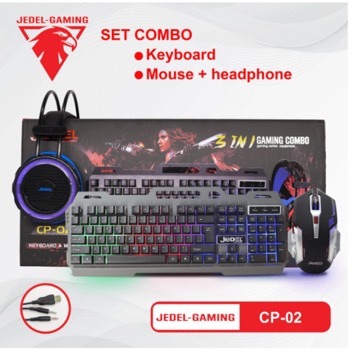 JEDEL Комбо 3 в 1 CP-02 светеща RGB клавиатура с мишка, слушалки