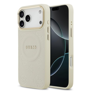 0182 GUESS HC MAGSAFE PU W/ PEONY HOT STAMP BEIGE IP17 PRO MAX
