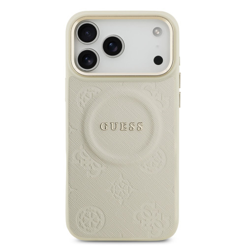 0182 GUESS HC MAGSAFE PU W/ PEONY HOT STAMP BEIGE IP17 PRO MAX