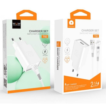 WUW T82 2.1A Зарядно с кабел USB към Lightning 1M
