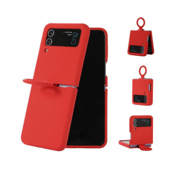 Z15 Silicone case+Пръстен за Samsung Z Flip 4 от 2 части - Червен