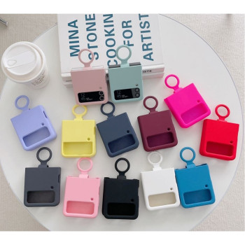Z15 Silicone case+Пръстен за Samsung Z Flip 4 от 2 части - Червен
