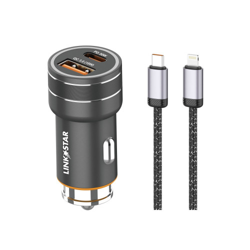 LINK✮STAR CC48 48W Бързо зарядно PD30W + QC18W Type-C към Lightning