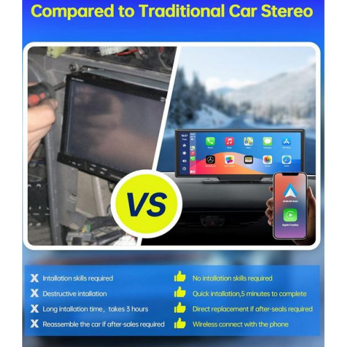C990 10-инчов Apple Carplay/Android Auto Безжична автомобилна стерео GPS навигация автомобилен екран , Bluetooth, Siri/Google Assistant