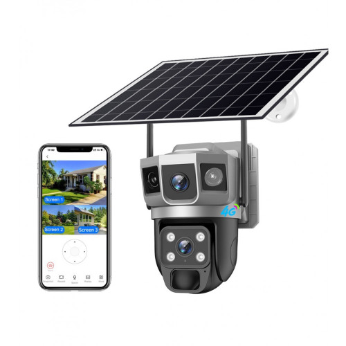 IP Солaрна Камера HY-DS022 SIM 6MP 1080P ( APP:V380PRO ) HD 360 градуса с микрофон и високоговорител и LED светлина