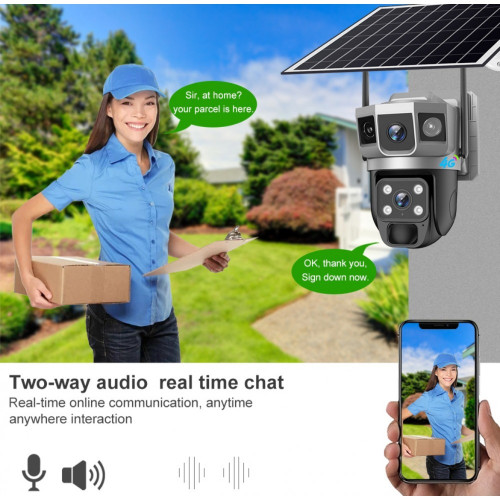 IP Солaрна Камера HY-DS022 SIM 6MP 1080P ( APP:V380PRO ) HD 360 градуса с микрофон и високоговорител и LED светлина