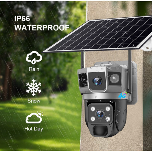 IP Солaрна Камера HY-DS022 SIM 6MP 1080P ( APP:V380PRO ) HD 360 градуса с микрофон и високоговорител и LED светлина