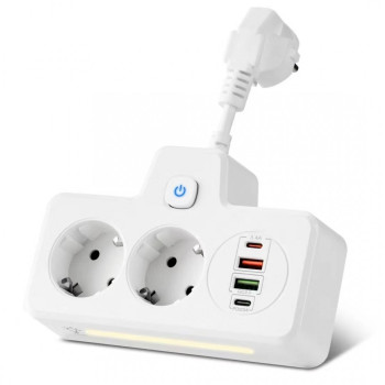Разклонител BKL-502EU (бял) Overload Protection 3250W, 100-250V, 50/60Hz, QC PD 20W