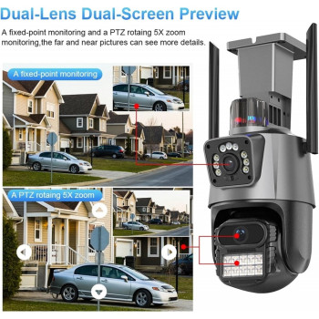 V21 1080P 360 IP WIFI+LAN 2.4GHz Camera 3.0MP V380 3.6mm Двойна Външна охранителна камера
