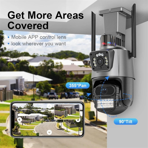 V21 1080P 360 IP WIFI+LAN 2.4GHz Camera 3.0MP V380 3.6mm Двойна Външна охранителна камера