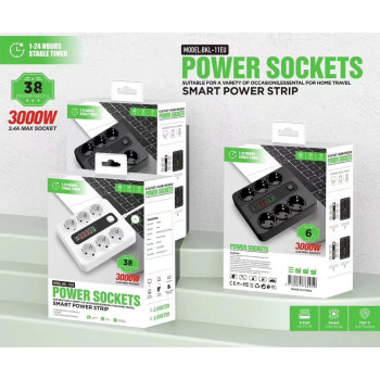 Разклонител BKL-11EU Overload Protection 3000W, 100-250V, 50/60Hz, 38W , бял