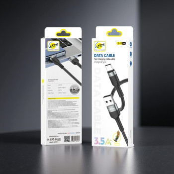 L✮Star LS-19 3.5A Плетен Кабел Fast USB към Type-C - Черен