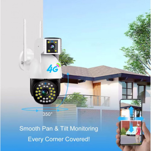 SC01 4G ( APP:V380PRO ) двоен обектив+SIM карта Ptz 1080p нощна мрежова камера 360 с автоматично проследяване