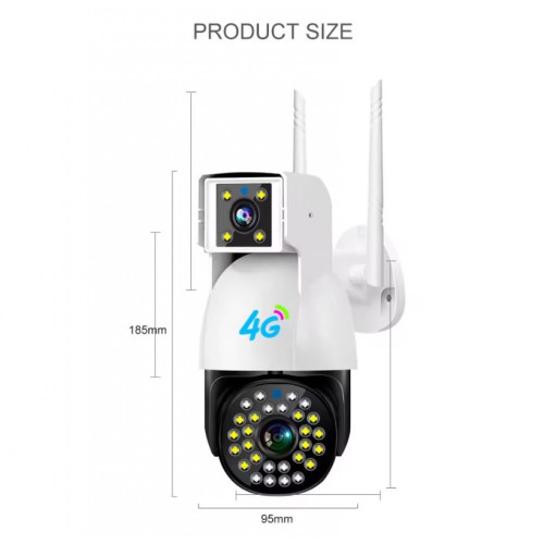 SC01 4G ( APP:V380PRO ) двоен обектив+SIM карта Ptz 1080p нощна мрежова камера 360 с автоматично проследяване