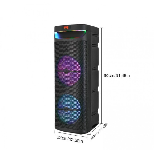 Караоке тонколона инча CH-1021 10"x2 | 40W, LED RGB, Микрофон