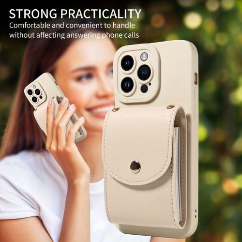 TP-110 Луксозен Кейс за iPhone 13 Pro Max с връзка и портфейл - Розов