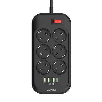 LDNIO SE6403 2500W 4USB зарядно устройство за телефон 6 EU Outlet Power Strip За универсален мобилен телефон