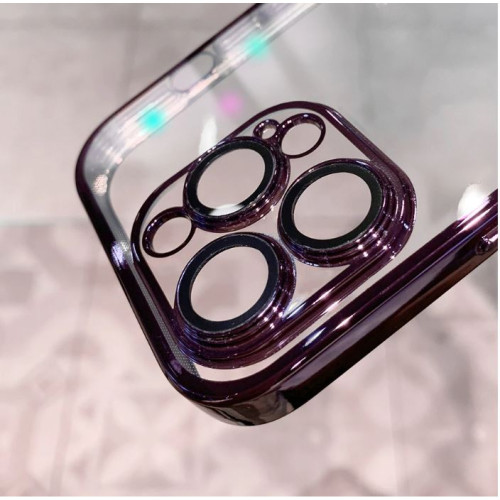 Безцветен LUX силиконов гръб+камера TP29 iPhone 14 - Черен