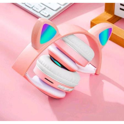 Блутут RGB светещи слушалки с котешки уши VIV-23M - Зелен