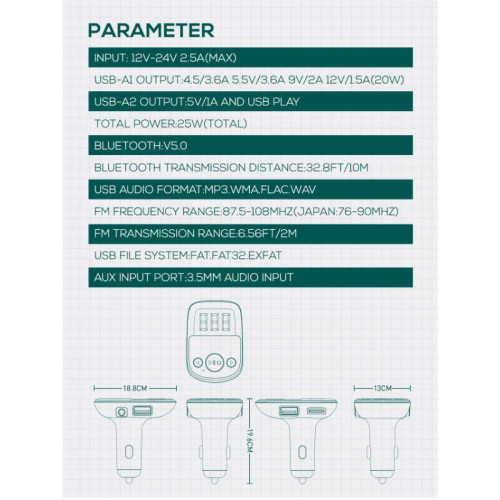 LDNIO Трансмитер и зарядно PD25W C706Q QC3.0+PD20W - USB към Micro USB