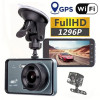 Y6 WIFI Автомобилен видеорегистратор предна и задна камера с WiFi, 1080P, нощно виждане, паркинг мониторинг и 170° широк ъгъл