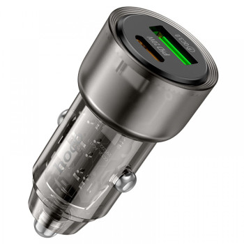 HOCO адаптер 12V Z52 с 2 изходa USB QC3.0 и USB-C PD20W - Черен