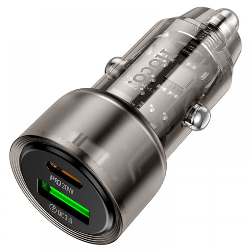 HOCO адаптер 12V Z52 с 2 изходa USB QC3.0 и USB-C PD20W - Черен HOCO адаптер 12V Z52 с 2 изходa USB QC3.0 и USB-C PD20W - Черен