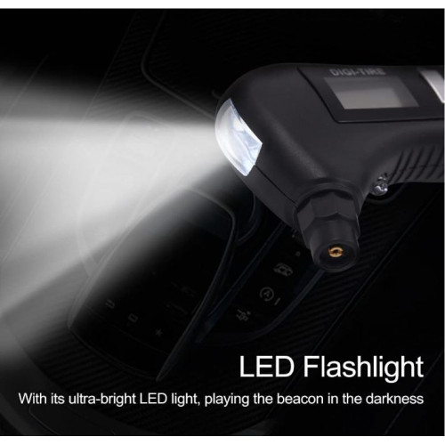 JZ-405B Цифров манометър,150PSI 5в1 LED фенерче, разбивач на прозорци, нож за колан,червена предпазна светлина и манометър за автомобил, мотоциклет