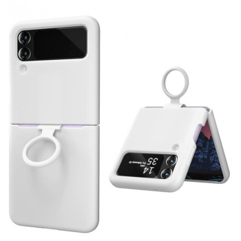 Z15 Silicone case+Пръстен за Samsung Z Flip 4 от 2 части - Бял