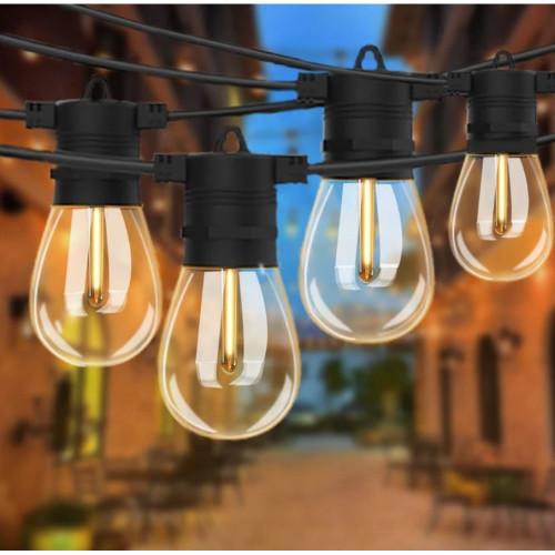 9038 10БР. IP44 Водоустойчиви соларни висящи LED гирлянди S14 филаментни крушки, 6.5 метра, автоматично включване, дистанционно, солар