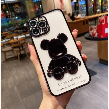 3D Кейс с фигура мечка TP-5 за iPhone 12 Pro Max - Черен