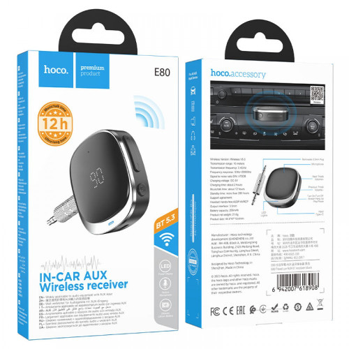 HOCO E80 V5.3 Bluetooth AUX Аудио Адаптер 12 Часа