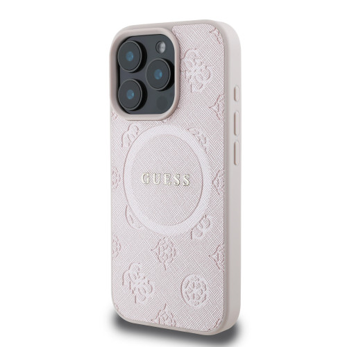 8115 GUESS HC MAGSAFE SAFFIANO PEONY CLASSIC LOGO PINK IP16 PRO