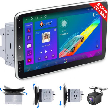 YB-10 10" Автомобилен мултимедиен плейър ANDROID 1 DIN 10" въртящ се дисплей HC8227, 4GB+64GB, IPS, CarPlay, Android Auto, Bluetooth, WiFi, GPS