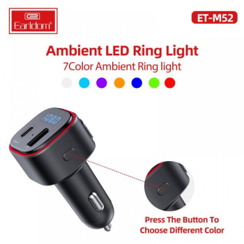 EARLDOM Трансмитер с Bluetooth ET- M52 V5.0 1изх.QC3.0 1изх.PD30W EARLDOM Трансмитер с Bluetooth ET- M52 V5.0 1изх.QC3.0 1изх.PD30W