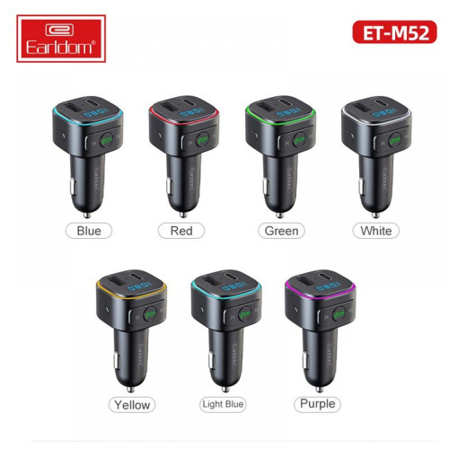 EARLDOM Трансмитер с Bluetooth ET- M52 V5.0 1изх.QC3.0 1изх.PD30W