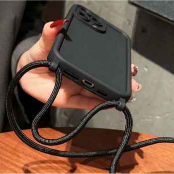 TP-16 Силиконов калъф с връзка за iPhone 13 - Черен
