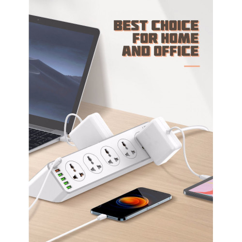 SC10610 30W 6-портово USB зарядно удължително захранващо устройство с 10*изхода / 5 *USB / 1 * PD USB-C