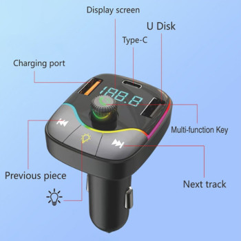 ALLISON ALS-A36 FM Трансмитер с bluetooth (2*USB изход+USB-C) с вградени кабели