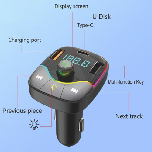 ALLISON ALS-A36 FM Трансмитер с bluetooth (2*USB изход+USB-C) с вградени кабели