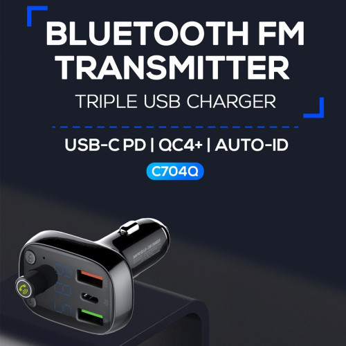 LDNIO Трансмитер и зарядно C704Q 36W - USB към Lightning ( 2xUSB+USB-C, microSD / TF )