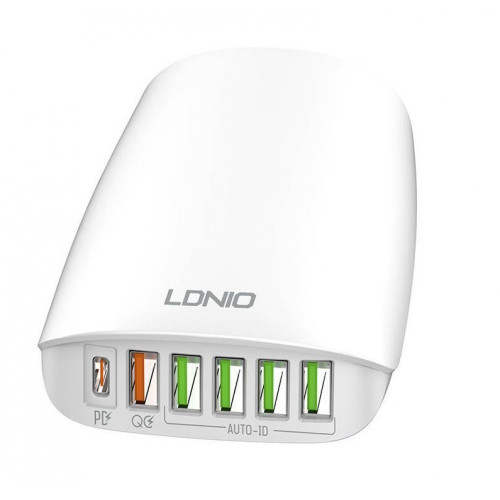 Разклонител 65W LDNIO A6573C / EU с 5xUSB и 1xPD порта
