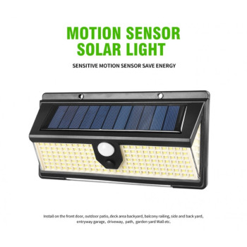 CL-S190 LED соларна лампа 190 SMD Водоустойчив PIR сензор за движение стенна лампа синьо червено