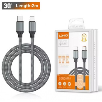 LDNIO Кабел LC442i 65W Fast Type-C към Lightning 2M