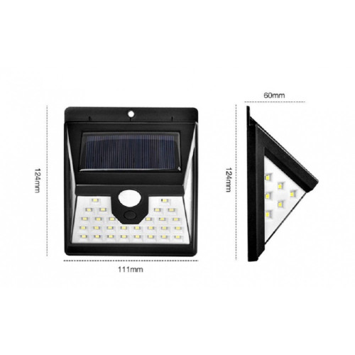 T-2866 LED слънчева светлина Външна SMD Водоустойчив PIR сензор за движение стенна лампа за пътека в градината