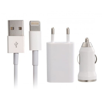 Зарядно iPhone 2в1 220V + 12V Lightning