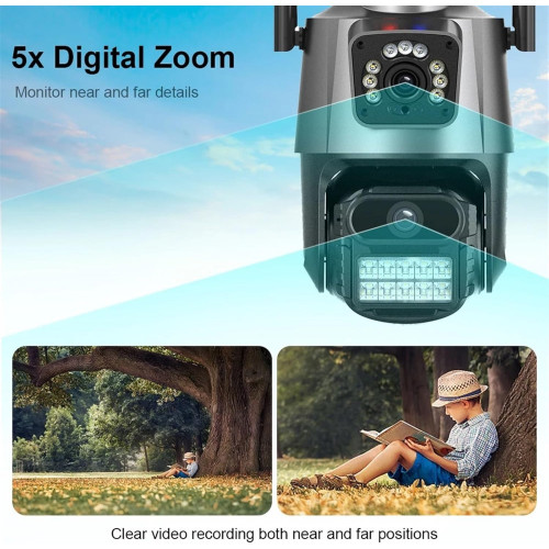 V21 1080P 360 IP 4G LTE+LAN 2.4GHz Camera 3.0MP V380 3.6mm Двойна Външна охранителна камера