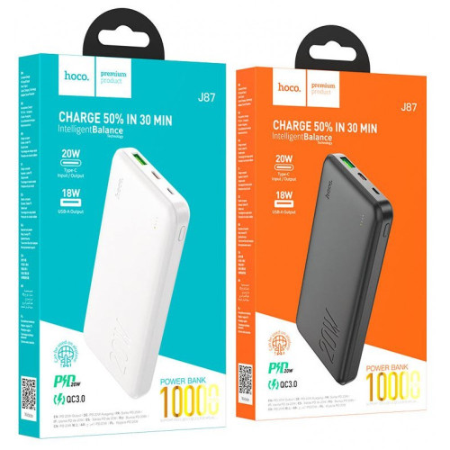 HOCO J91 Преносимо зарядно тънък Powerbank 10,000mAh - Черен