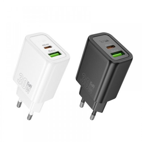 HOCO Адаптер N63 Gentle PD30W USB-C + USB QC3.0 - Черен
